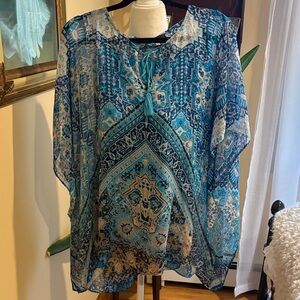 Blue Patterned Women's Top